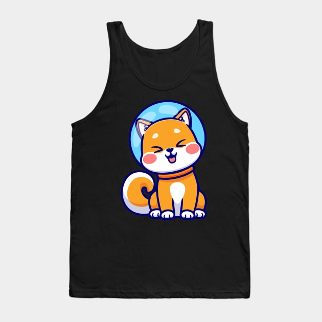 Cute Shiba Inu Dog Astronaut Sitting Cartoon Tank Top by Catalyst Labs